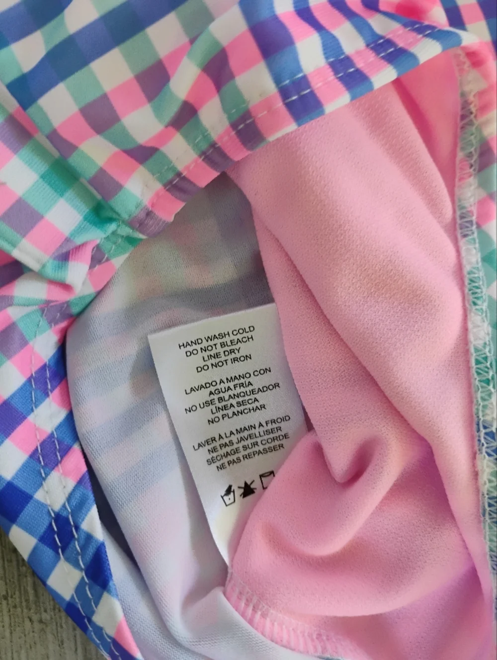 Gingham One-Piece Swimsuit Pink Platinum Size 10 /12 & Free Pair Of Swim Goggles